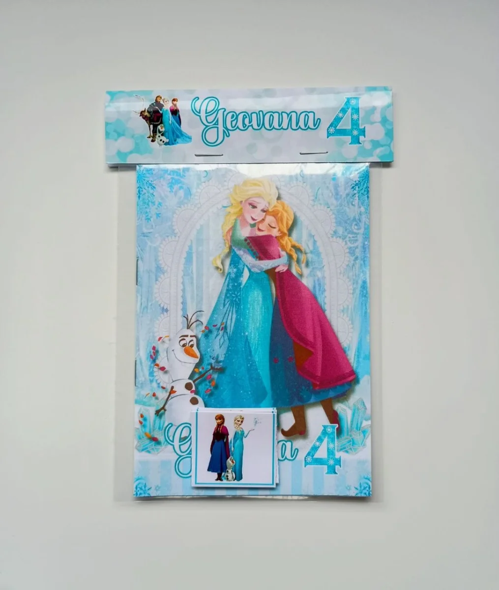 Álbum de Figurinhas e Livrinho de Colorir Lembrancinha Personalizada Aniversário Infantil Frozen - Imagem 1