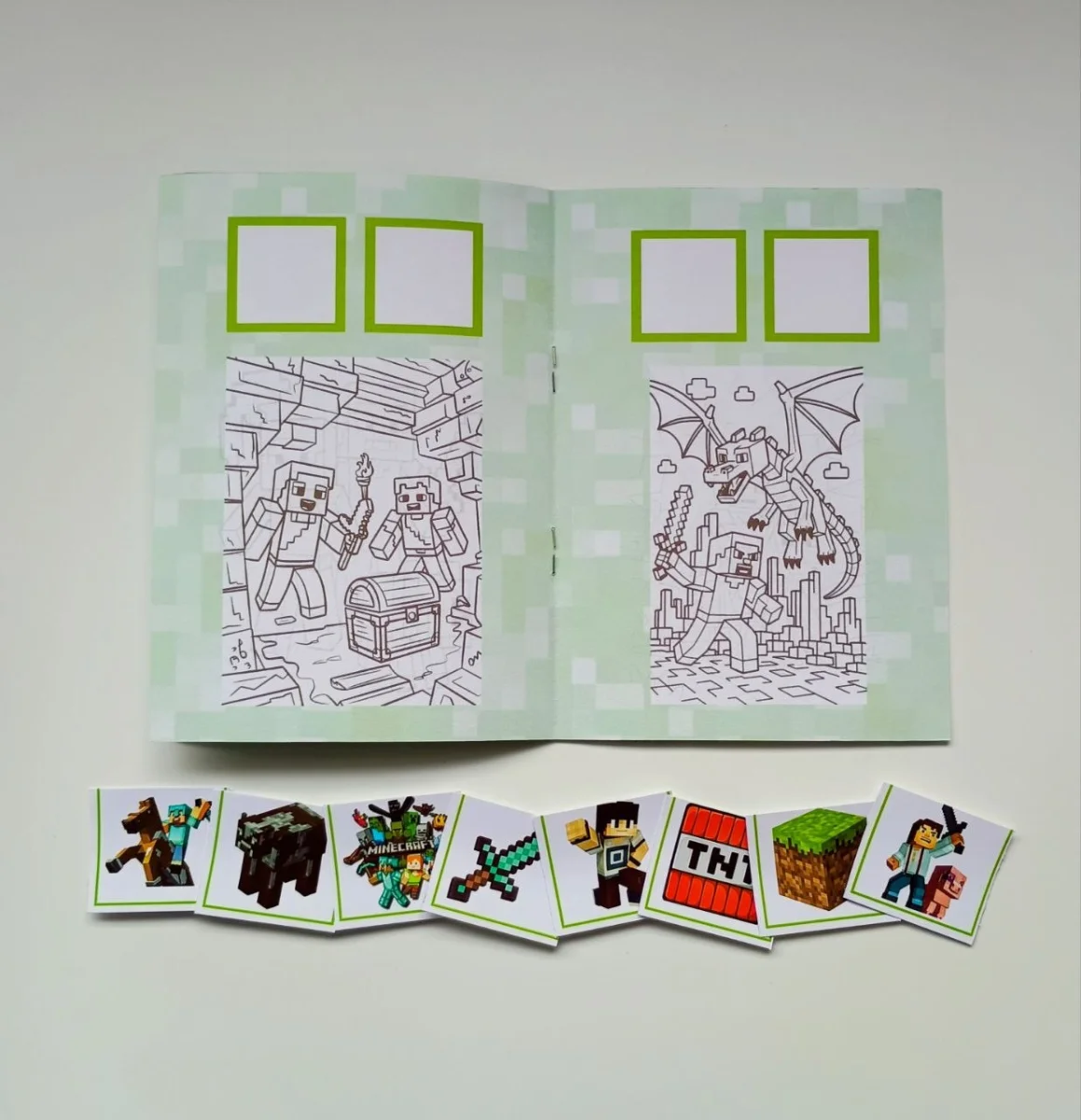 Álbum de Figurinhas e Livrinho de Colorir Lembrancinha Personalizada Aniversário Infantil Minecraft - Imagem 5