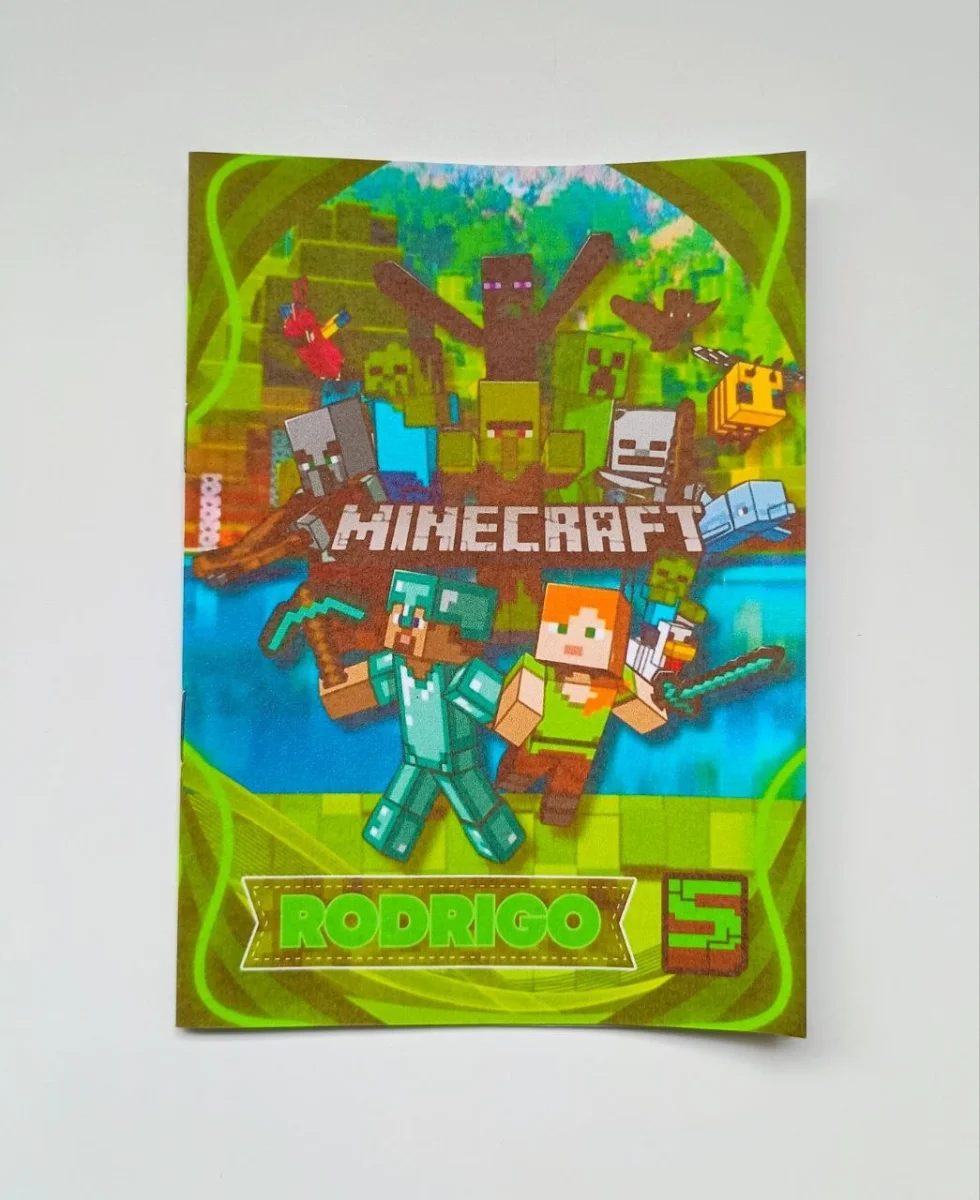 Álbum de Figurinhas e Livrinho de Colorir Lembrancinha Personalizada Aniversário Infantil Minecraft - Imagem 2