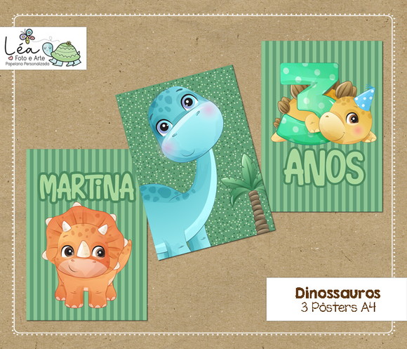Poster Festa Dinossauros Fofos