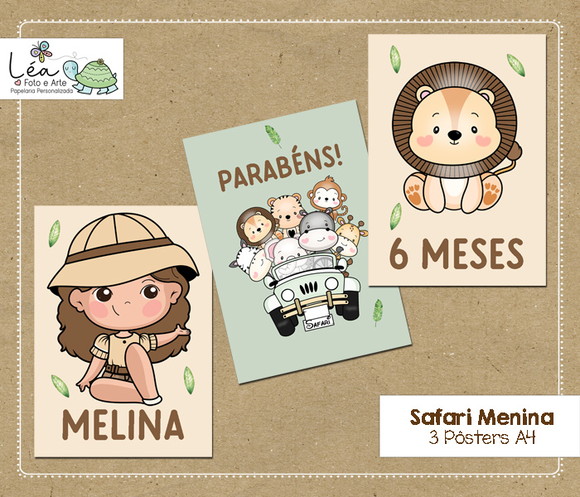 Poster Festa Safari Menina Mesversário