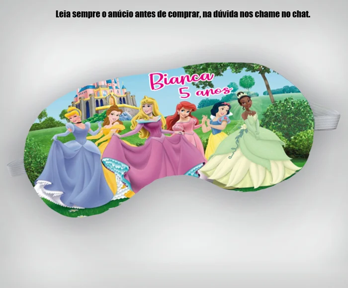 Mascara de Dormir Personalizada para lembrancinhas da Princesas - Imagem 3