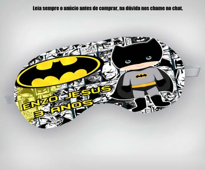 Mascara de Dormir Personalizada para lembrancinhas Batman Baby - Imagem 2