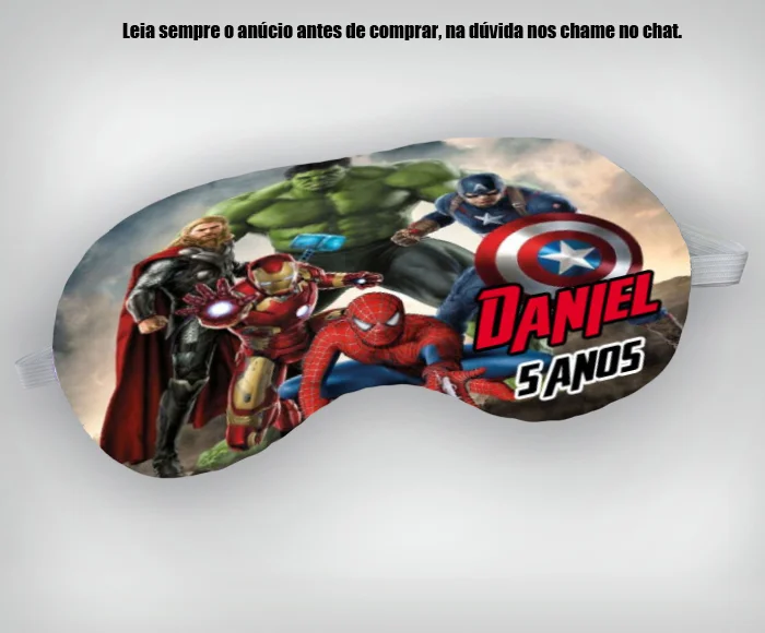 Mascara de Dormir Personalizada para lembrancinhas Super Heróis - Imagem 2