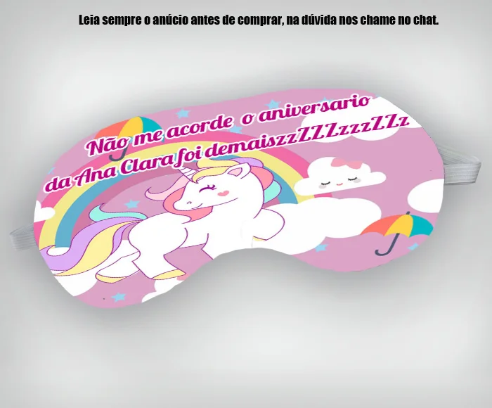 Mascara de Dormir Personalizada para lembrancinhas Unicórnio - Imagem 6