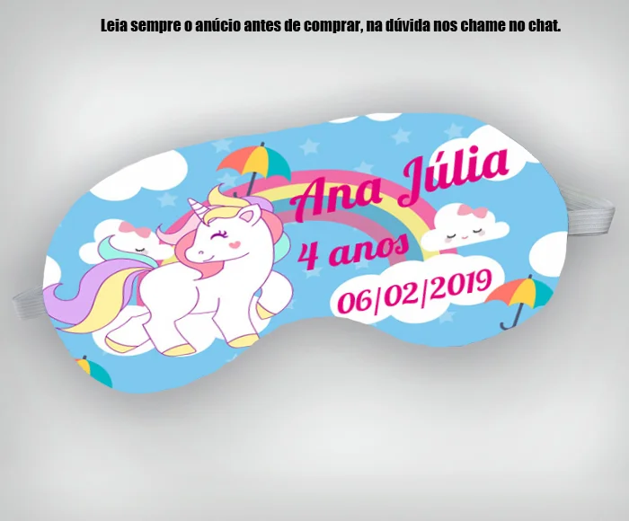 Mascara de Dormir Personalizada para lembrancinhas Unicórnio - Imagem 3