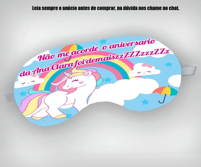 Mascara de Dormir Personalizada para lembrancinhas Unicórnio - Imagem 1
