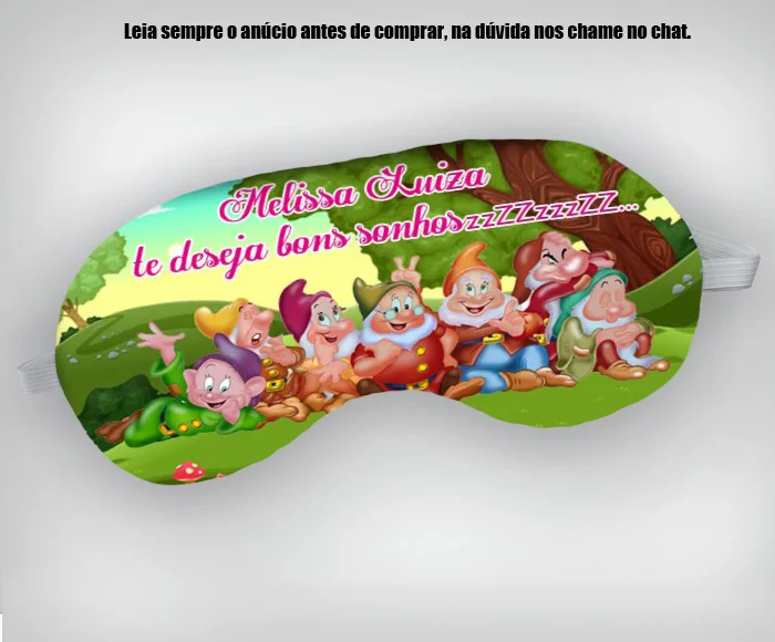 Mascara de Dormir Personalizada para lembrancinhas sete anões - Imagem 2