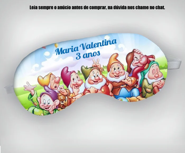 Mascara de Dormir Personalizada para lembrancinhas sete anões - Imagem 3
