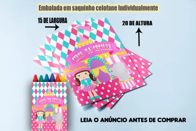 Revista de colorir com Giz de Cera Circo Rosa