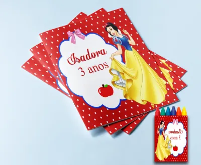 Revista de colorir com Giz de Cera da Branca de Neve