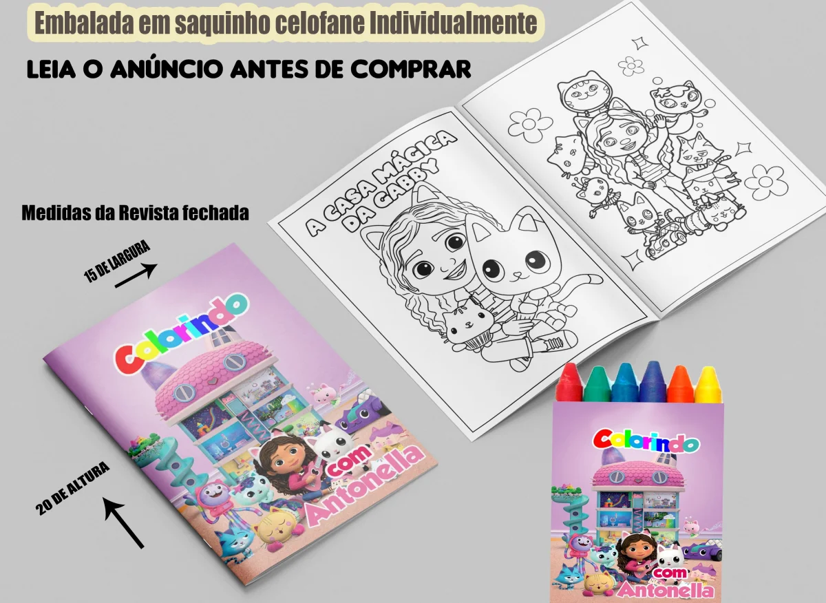 Revista de colorir com Giz de Cera a Casa Magica da Gabby - Imagem 1