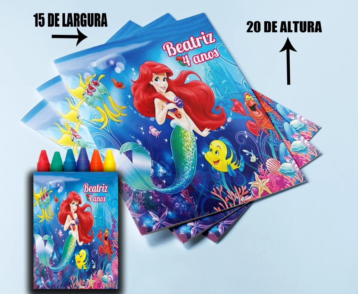 Revista de colorir com Giz de Cera Sereia Ariel - Imagem 3