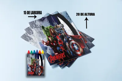 Revista de colorir com Giz de Cera Super Herois Vingadores