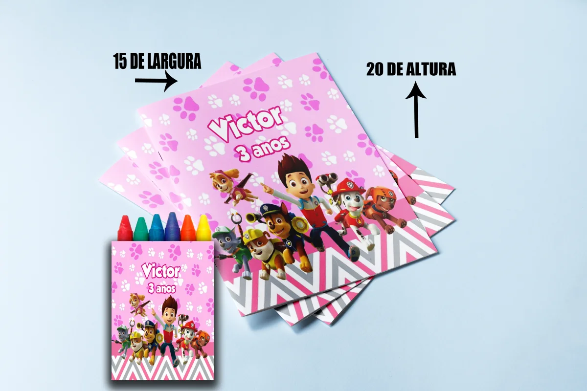 Revista de colorir com Giz de Cera Patrulha Canina Rosa - Imagem 5