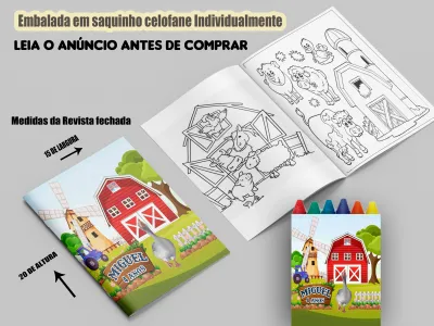 Revista de colorir com Giz de  Fazendinha