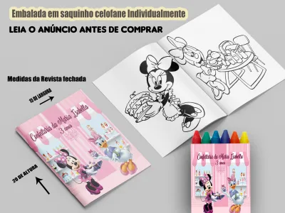 Revista de colorir com Giz de Cera da Minnie Confeiteira
