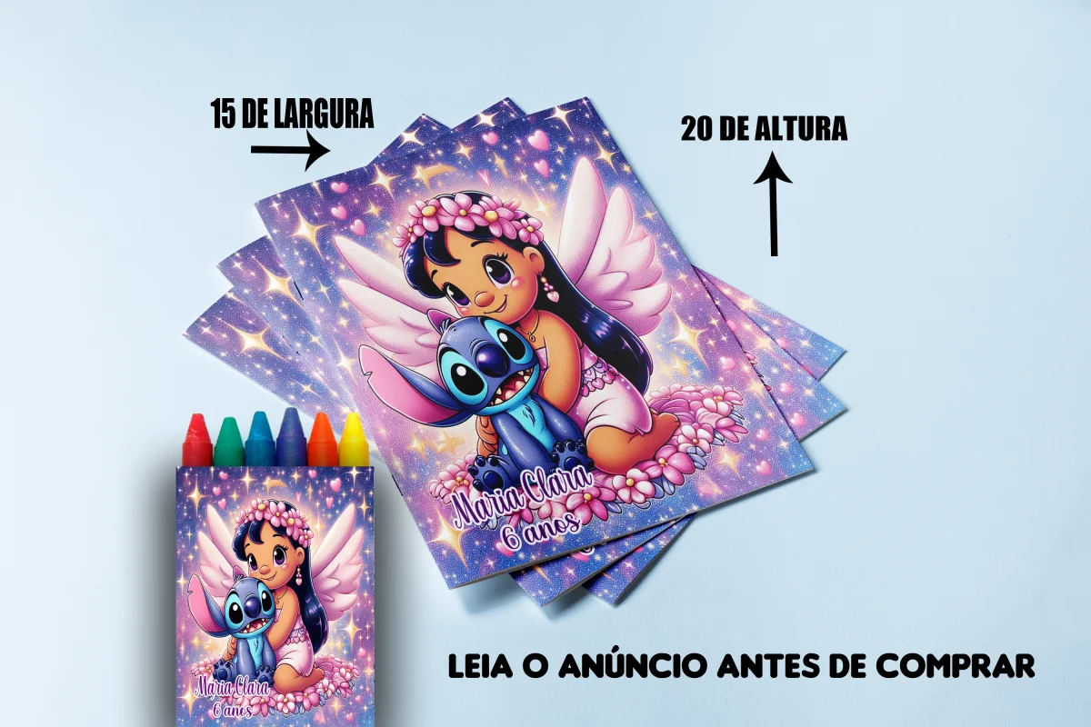 Revista de colorir com Giz de Cera personalizada para Lembrancinhas Lillo e Sticth - Imagem 2