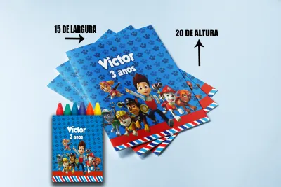 Revista de colorir com Giz de Cera personalizada para Lembrancinhas da Patrulha Canina