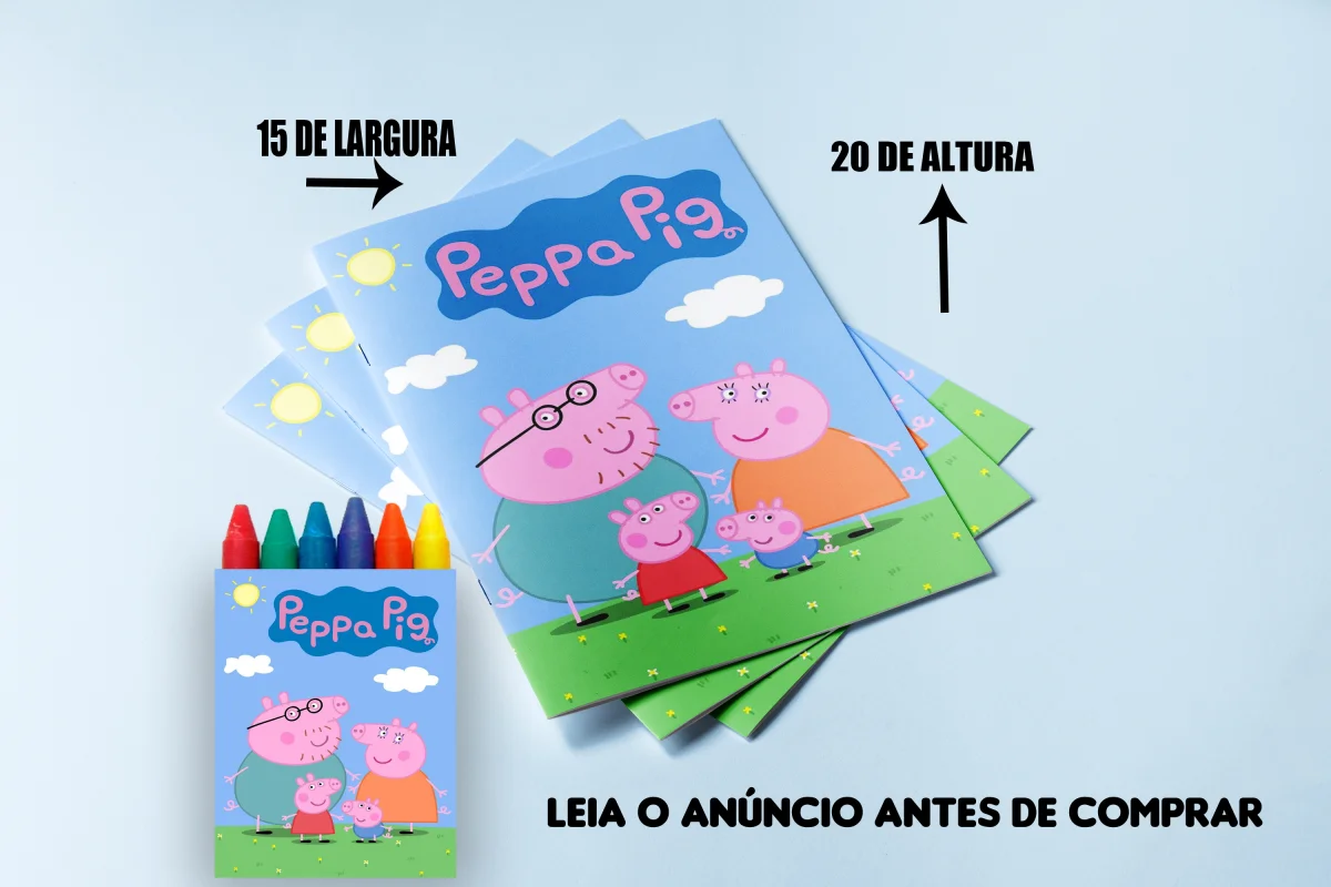 Revista de colorir com Giz de Cera personalizada para Lembrancinhas da Peppa - Imagem 3