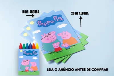 Revista de colorir com Giz de Cera personalizada para Lembrancinhas da Peppa