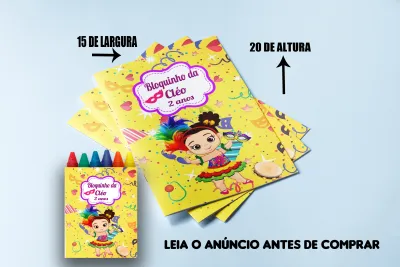 Revista de colorir com Giz de Cera personalizada para Lembrancinhas Bailinho de Carnaval