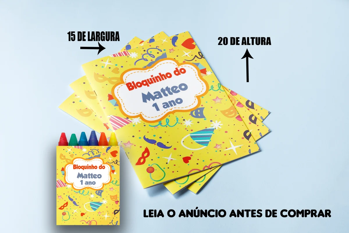 Revista de colorir com Giz de Cera personalizada para Lembrancinhas Bailinho de Carnaval - Imagem 2