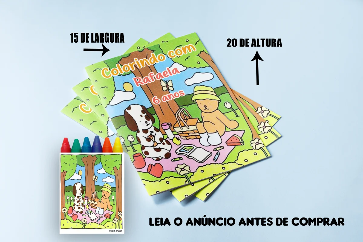 Revista de colorir com Giz de Cera personalizada para Lembrancinhas Bobbie Goods - Imagem 1