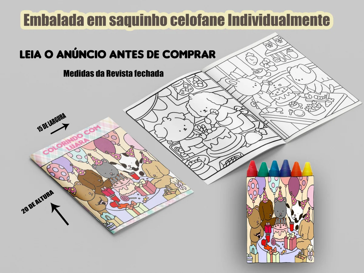 Revista de colorir com Giz de Cera personalizada para Lembrancinhas Bobbie Goods - Imagem 3