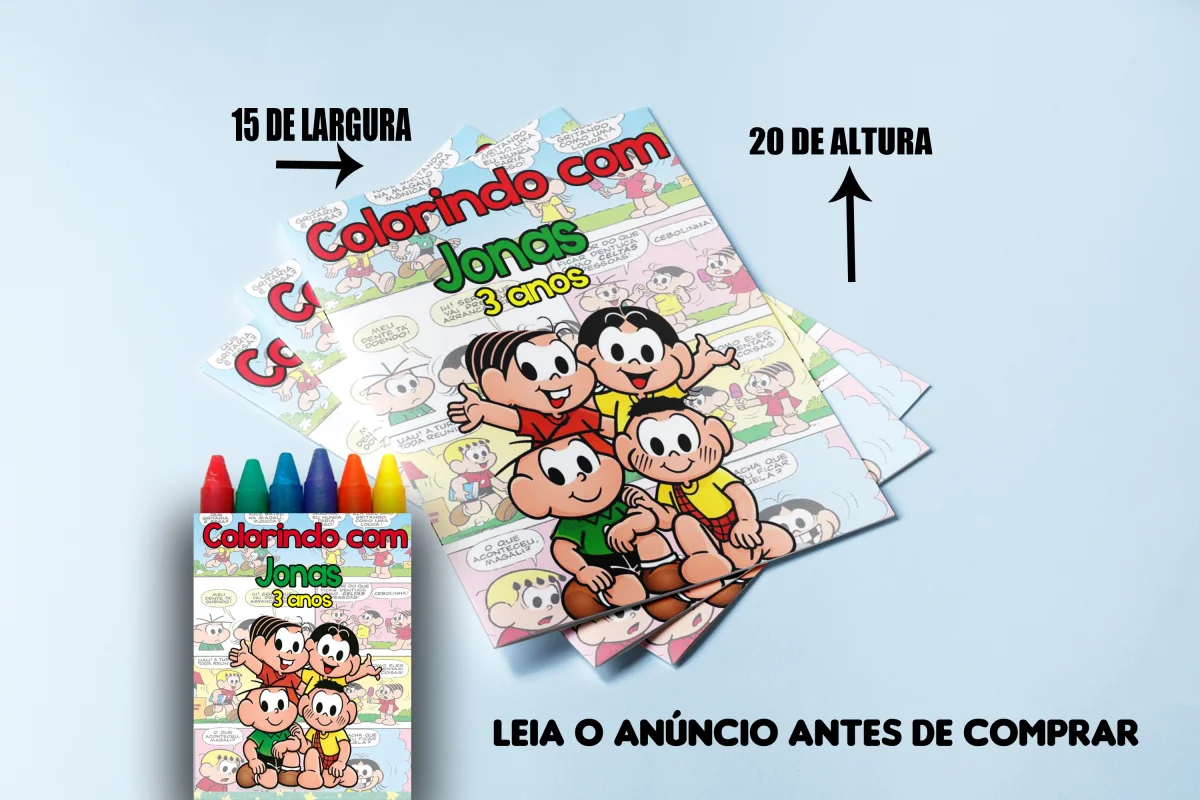 Revista de colorir com Giz de Cera personalizada para Lembrancinhas Turma da Mônica - Imagem 1
