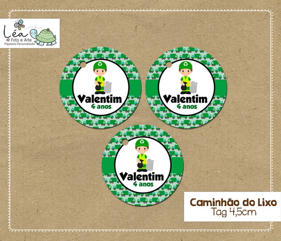 Tag para Lembrancinha Tema Caminhão de Lixo