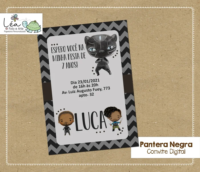 Convite Digital Festa Infantil Pantera Negra - Imagem 1