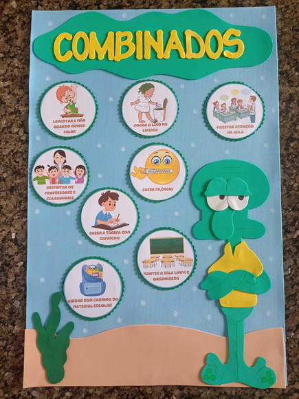 Kit Sala de Aula Tema Turma do Bob Esponja com 8 Cartazes - Imagem 2