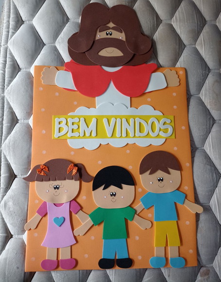 Kit Sala de Aula Jesus e as Crianças com 4 Cartazes