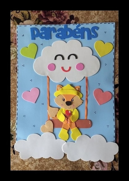 Cartaz Aniversariante Chuva de Amor com Raposinha