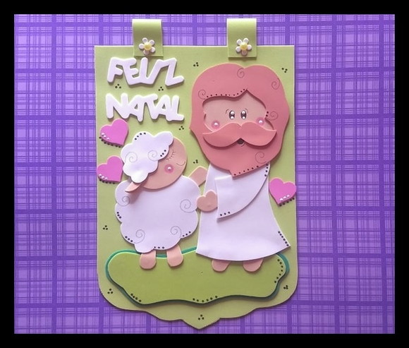 Placa decorativa de natal Jesus Cristo
