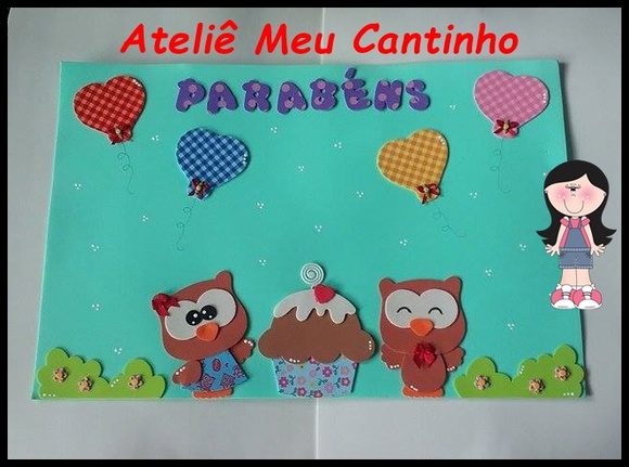 Cartaz aniversariantes corujinha