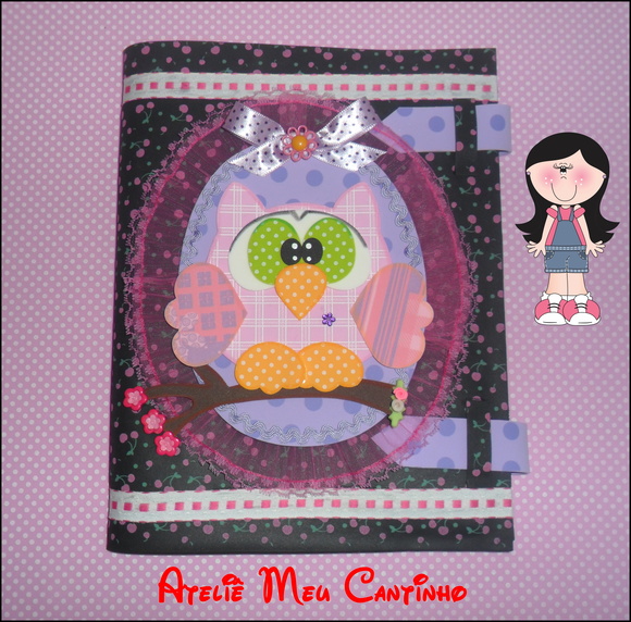 Capa de caderno corujinha com ponteira - Imagem 3
