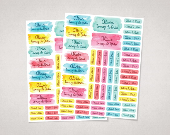 Etiquetas Escolares Aquarela
