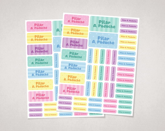 Etiquetas Escolares Candy Colors | Sem Tema