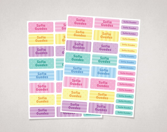 Etiquetas Escolares Candy Colors Estampada