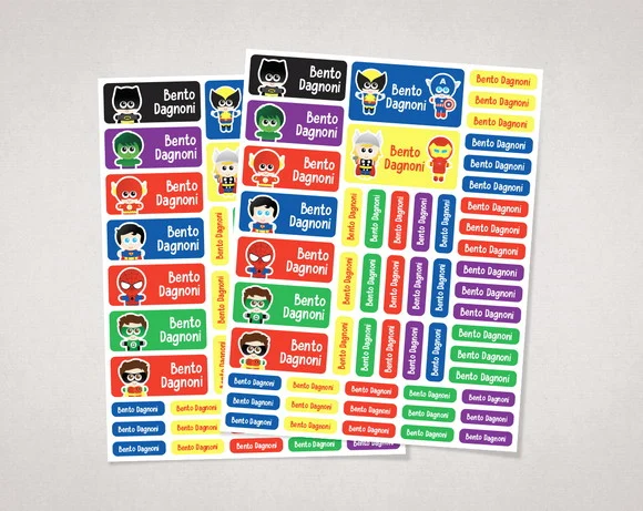 Etiquetas Escolares Heróis