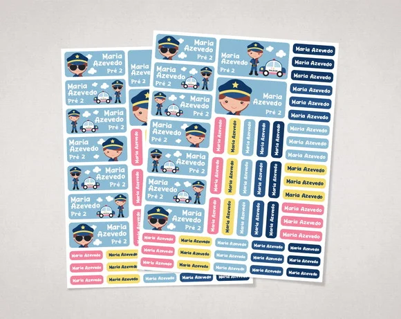 Etiquetas Escolares Menina Policial