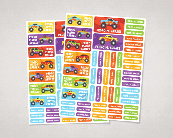 Etiquetas Escolares Monster Trucks