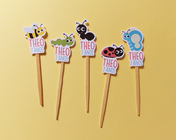 Topper Piquenique Insetos Personalizado
