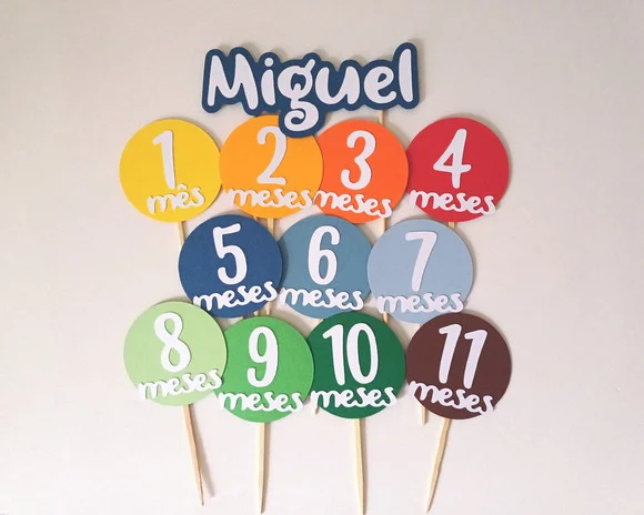 Toppers Mesversário e Nome Menino