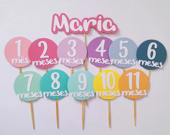 Toppers Mesversário e Nome Menina