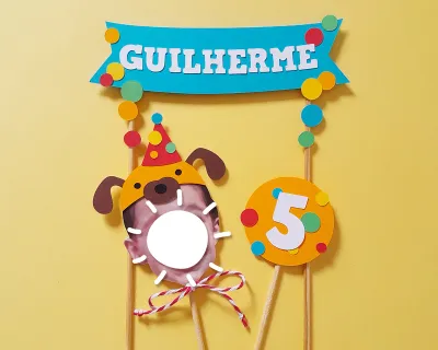 Topo de Bolo Cachorrinho com Foto Rostinho
