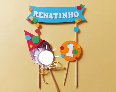 Topo de Bolo com Foto de Rostinho Bolas Coloridas