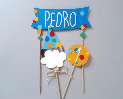 Topo de Bolo com Foto de Rostinho Bolas Coloridas sem Tema
